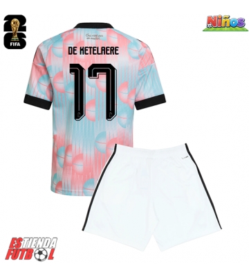 Bélgica Charles De Ketelaere #17 Segunda Equipación Niños Mundial 2026 Manga Corta (+ Pantalones cortos)